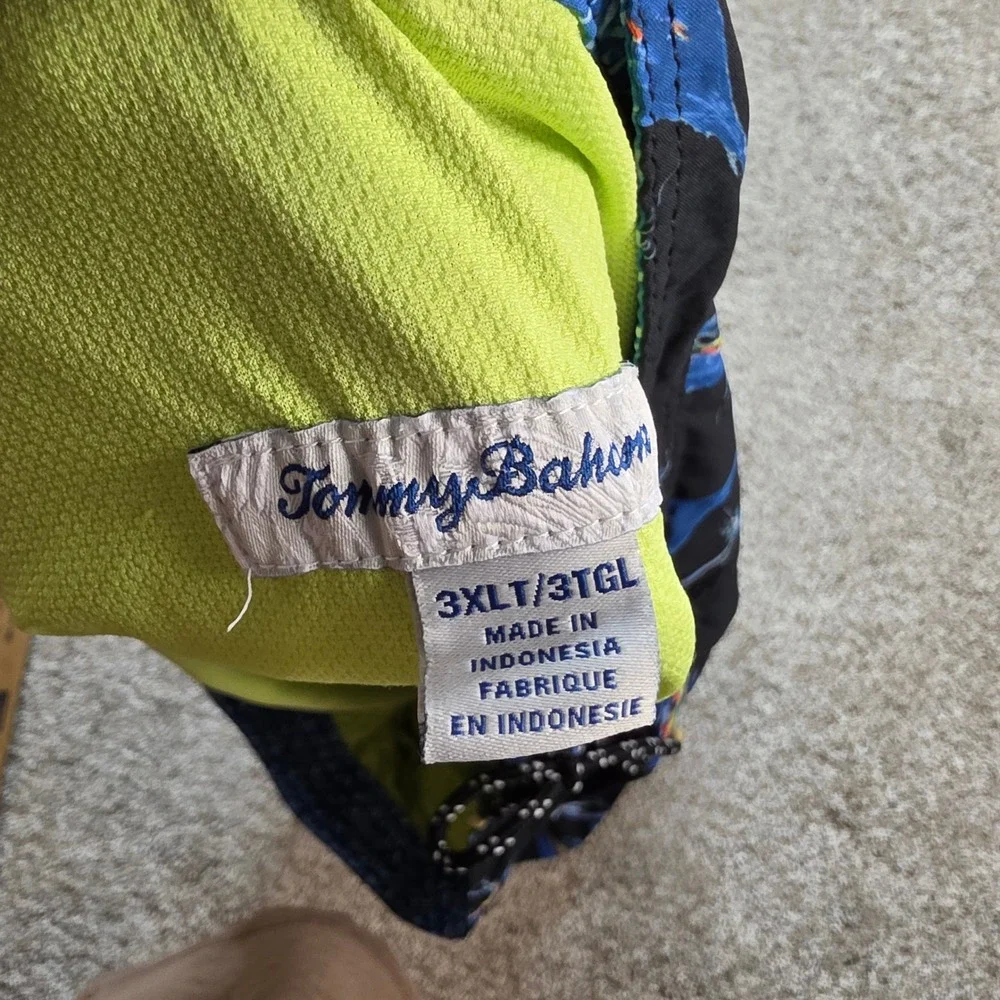 Tommy Bahama Marlin Swim Trunks Mens 3XLT Black Blue Tropical Fishing Board